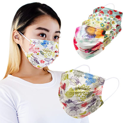 Picture of Everydayspecial Disposable Safety Mask 3 Layer Protection Face Mask for Adults 50 pcs (Spring Flower)