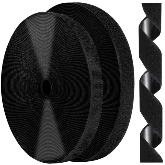 GetUSCart- 3/4 Inch x 82 Feet Black Hook Loop Strips with Adhesive