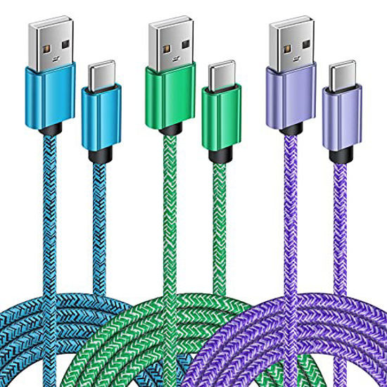 GetUSCart- Type C Charger Cable for Moto G7 Power Z4, OnePlus 9 Pro,Pixel 5  4 4a 4XL, [3Pack/6FT]Samsung Galaxy S21/S21+/S21 Ultra S20 Ultra S10+ A71  A72 F41 Note20 Ultra 9 Nylon Braided