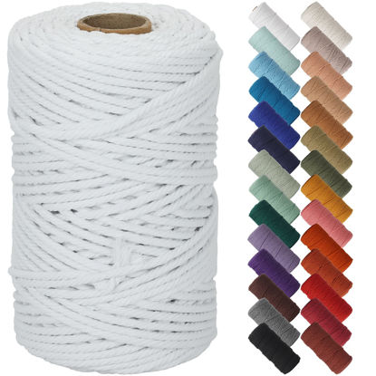 Picture of NOANTA White Macrame Cord 5mm x 109yards, Colored Macrame Rope Cotton Rope Macrame Yarn, Colorful Cotton Craft Cord for Wall Hanging, Plant Hangers, Crafts, Knitting