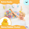 Picture of Tub Cubby "Really Big Bath Toy Storage, Bathroom Hanging Bathtub Toy Organizer with Suction Adhesive Hooks, 30"x23" Mesh Net Shower Caddy for Baby, Kids, Toddlers Bath, with Letters & Rubber Duck