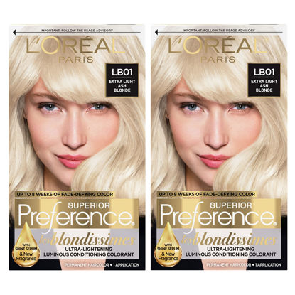 Picture of L'Oréal Paris Superior Preference Fade-Defying + Shine Permanent Hair Color, LB01 Extra Light Ash Blonde, 2 COUNT Hair Dye