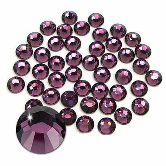 Picture of Jollin Glue Fix Crystal Flatback Rhinestones Glass Diamantes Gems for Nail Art Crafts Decorations Clothes Shoes(ss3 2880pcs, Amethyst)