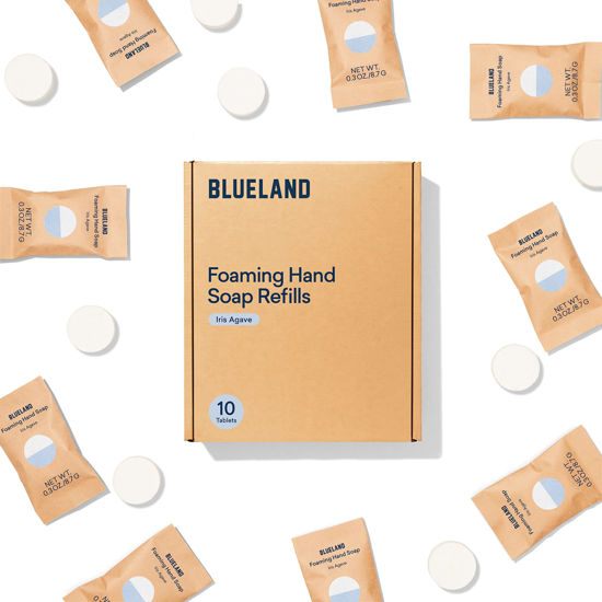 Picture of BLUELAND Foaming Hand Soap Refills - 10 Pack Tablets, Iris Agave Scent, Eco Friendly Hand Soap and Cleaning Products - Iris Agave - Makes 10 x 9 Fl oz bottles (90 Fl oz total)