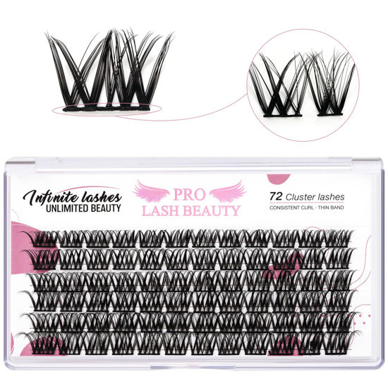 Picture of Cluster Lashes 72 Pcs Lash Clusters DIY Eyelash Extension Individual Cluster Eyelashes Soul Style Self-Application Fluffy Super Thin Band Reusable Soft & Comfortable(Soul-D-12mm)