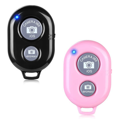 Picture of 2 Pack Wireless Camera Remote Control - Wireless Remote for iPhone & Android Phones iPad iPod Tablet, Clicker for Photos & Videos - Black&Pink