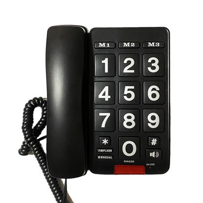 Picture of Wired landline Phone, Senior-Friendly Phone with Large Buttons, Visually and Hearing-impaired Senior Phone - Home Corded Telephone (Black)