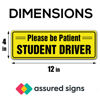 Picture of Student Driver Sticker Sign for Car - Essential New Driver Signs - Window Cling, Bumper Sticker Decal - 3 Pack, 12" by 4" Decal - Bright Yellow and SEE-THROUGH when Reversing - Best Safety Stickers for Learners - Durable and Strong Adhesive