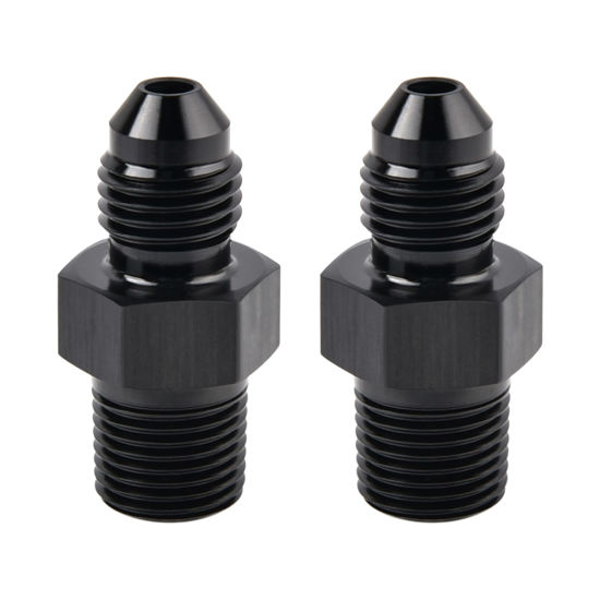 Picture of EVIL ENERGY 4AN Male Flare to 1/8" NPT Pipe Fitting Adapter Aluminum Straight Black 2PCS