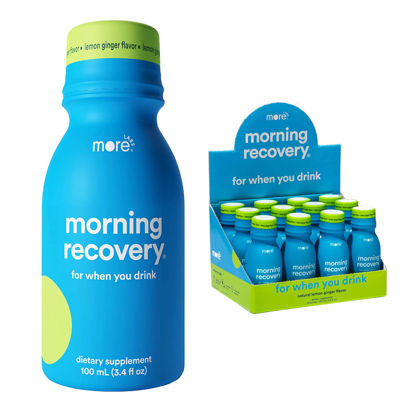 Picture of Morning Recovery Electrolyte, Milk Thistle Drink Proprietary Formulation to Hydrate While Drinking for Morning Recovery, Highly Soluble Liquid DHM, Lemon Ginger, Pack of 12