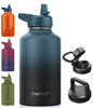 Picture of CIVAGO 64 oz Insulated Water Bottle With Straw, Half Gallon Stainless Steel Sports Water Flask Jug with 3 Lids (Straw, Spout and Handle Lid), Large Metal Thermo Cup Mug, Indigo Black