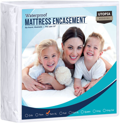 Picture of Utopia Bedding Zippered Mattress Encasement Twin XL - 100% Waterproof and Bed Bug Proof Mattress Protector - Absorbent, Six-Sided Mattress Cover