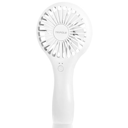 Picture of TriPole Handheld Mini Fan Battery Operated Small Personal Portable Fan Speed Adjustable USB Rechargeable Fan for Kids Girls Women Men Home Office Indoor Outdoor Travelling, White