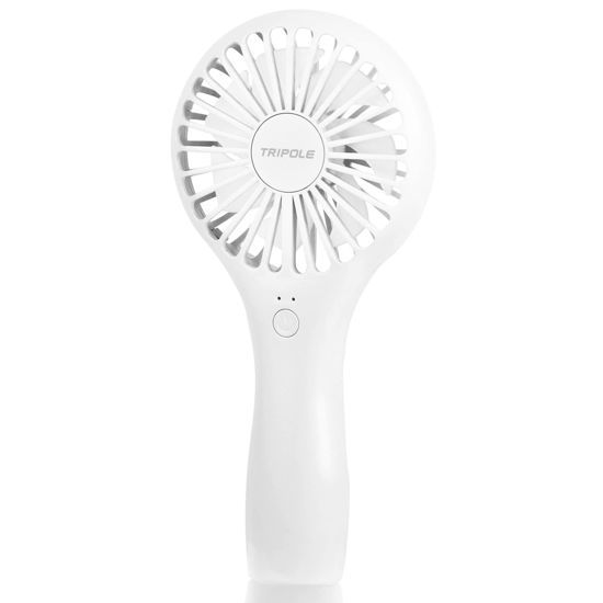 Picture of TriPole Handheld Mini Fan Battery Operated Small Personal Portable Fan Speed Adjustable USB Rechargeable Fan for Kids Girls Women Men Home Office Indoor Outdoor Travelling, White