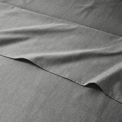 Picture of Queen Size Sheet Set - Breathable & Cooling Sheets - Softer Than Jersey Cotton - Same Look as Jersey Knit Sheets & T-Shirt Sheets - Deep Pockets - 4 Piece Set - Wrinkle Free - Heathered Grey - 4PC