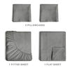 Picture of Queen Size Sheet Set - Breathable & Cooling Sheets - Softer Than Jersey Cotton - Same Look as Jersey Knit Sheets & T-Shirt Sheets - Deep Pockets - 4 Piece Set - Wrinkle Free - Heathered Grey - 4PC