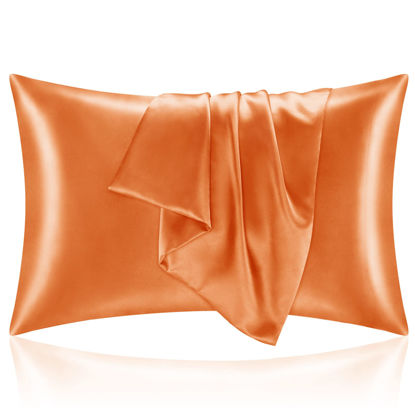 Picture of BEDELITE Satin Pillowcase for Hair and Skin, Queen Pillow Cases Set of 2 Pack, Super Soft Silky Burnt Orange Pillow Case with Envelope Closure (20x30 Inches)