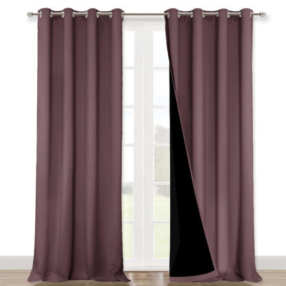 Picture of NICETOWN Full Shading Curtains for Windows, Super Heavy-Duty Black Lined Blackout Curtains for Bedroom, Privacy Assured Window Treatment (Dry Rose, Pack of 2, 52 inches W x 95 inches L)