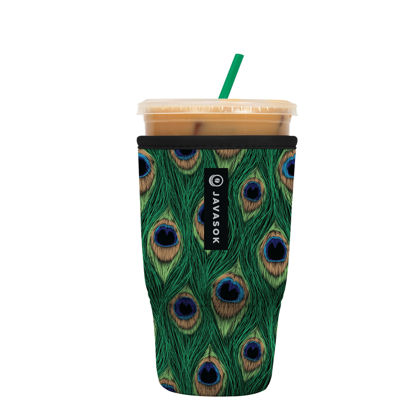 Picture of Sok It Java Sok Iced Coffee & Cold Soda Insulated Neoprene Cup Sleeve (Peacock, Large: 30-32oz)