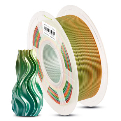 Picture of ANYCUBIC Silk Filament, Clog-Free Shiny 3D Printing PLA Filament 1.75mm Dimensional Accuracy +/- 0.03mm, 1KG Spool (2.2 lbs), Silk Rainbow