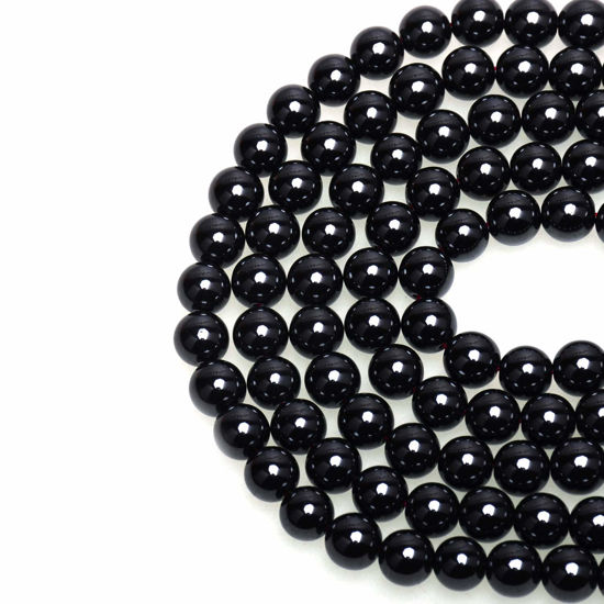 Picture of LPBeads 100PCS 8mm Natural Black Obsidian Beads Gemstone Round Loose Beads for Jewelry Making with Crystal Stretch Cord