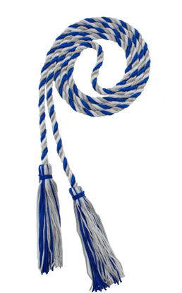 Picture of Graduation Honor Cord - Royal/Gray/White - Every School Color Available - Made in USA - by Tassel Depot