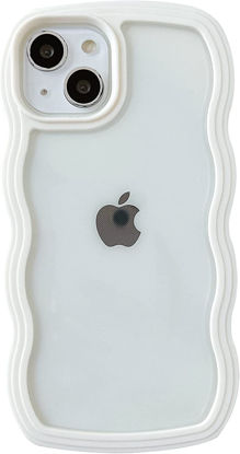 Picture of Caseative Cute Curly Wave Frame Shape Shockproof Soft Compatible with iPhone Case (White,iPhone 14 Pro)