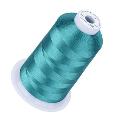 Picture of Simthread Embroidery Thread Caribbean Blue S054 5500 Yards, 40wt 100% Polyester for Brother, Babylock, Janome, Singer, Pfaff, Husqvarna, Bernina Machine