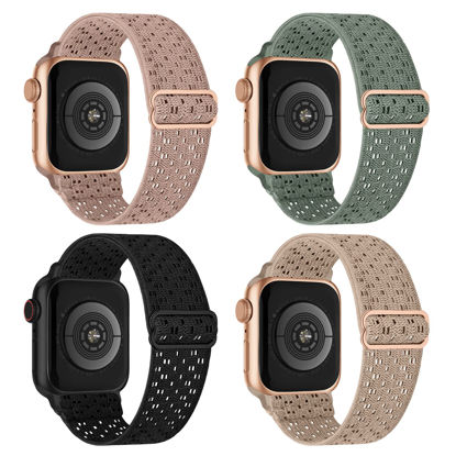 Picture of Stretchy Nylon Solo Loop Compatible with Apple Watch Band 38mm 40mm 41mm 42mm 44mm 45mm 49mm, Adjustable Braided Sport Elastic Wristbands Women Men Straps for iWatch Series Ultra/8/7/6/5/4/3/2/1/SE