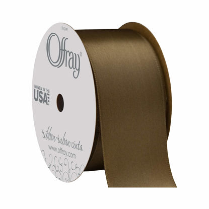 Picture of Offray 1.5" Wide Single Face Satin Ribbon,4 Yds, 1-1/2 Inch x 12 Feet, Mud Pie, Foot