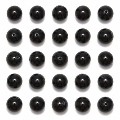 Picture of NCB 200PCS 8mm Natura Black Onyx Agate Gemstone Round Spacer Loose Beads for Jewelry Making with Crystal Stretch Cord (Black Onyx Agate, 8mm 200Beads)