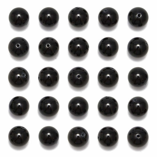 Picture of NCB 200PCS 8mm Natura Black Onyx Agate Gemstone Round Spacer Loose Beads for Jewelry Making with Crystal Stretch Cord (Black Onyx Agate, 8mm 200Beads)