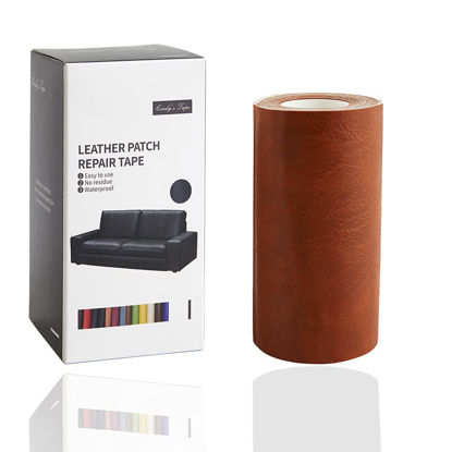 Picture of Leather Repair Tape kit Patch Heavy Duty, Retro Brown 4 x 60inch Self Adhesive Patch for Couch, Sofa, Car Seat, Handbag, Furniture, Drivers Seat, Jacket, Computer Chair First Aid Vinyl Repair kit