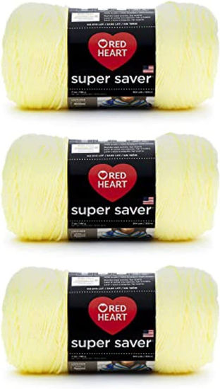 Picture of Red Heart Super Saver Pale Yellow Yarn - 3 Pack of 198g/7oz - Acrylic - 4 Medium (Worsted) - 364 Yards - Knitting/Crochet