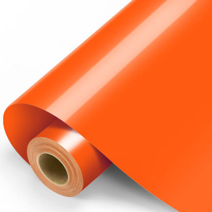 Picture of Orange Permanent Vinyl - 12"x11FT Orange Adhesive Vinyl Roll for All Cutting Machine, Permanent Outdoor Vinyl for Decor Sticker, Car Decal, Scrapbooking, Signs, Glossy & Waterproof