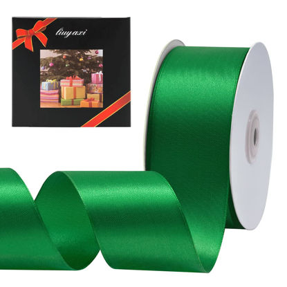 Picture of Solid Color Double Faced Green Satin Ribbon 2" X 50 Yards, Ribbons Perfect for Crafts, Wedding Decor, Bow Making, Sewing, Gift Package Wrapping and More