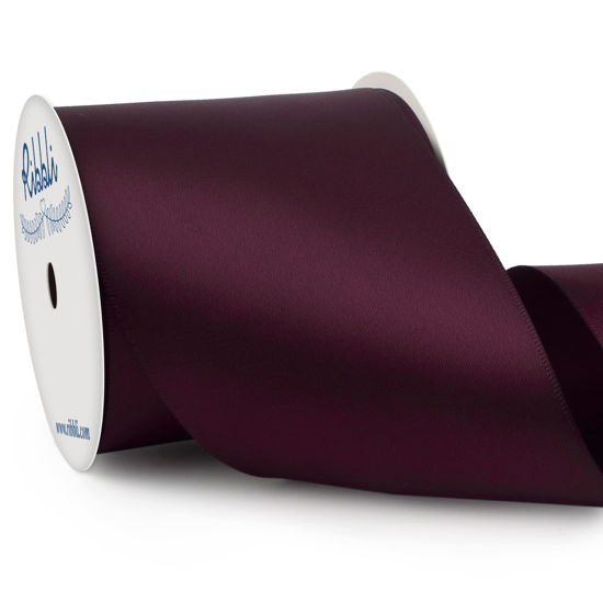 Picture of Ribbli Burgundy Double Faced Satin Ribbon, 3” x Continuous 10 Yards,Use for Bows Bouquet,Gift Wrapping,Floral Arrangement,Wedding Decoration