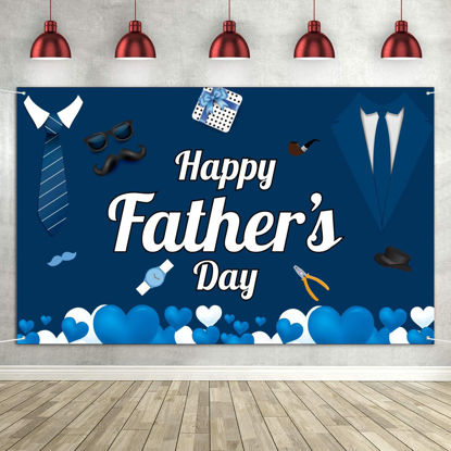 Picture of Happy Fathers Day Decorations Banner Backdrops for Photography, Extra Large 6x4FT Father's Day Background Party Supplies Family Photo Booth Props for Video Shoot Studio Prop