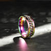 Picture of King Will Intertwine 8mm Spinner Ring Rainbow Stainless Steel Fidget Ring Anxiety Ring for Men with Curb Chain Inlay 11