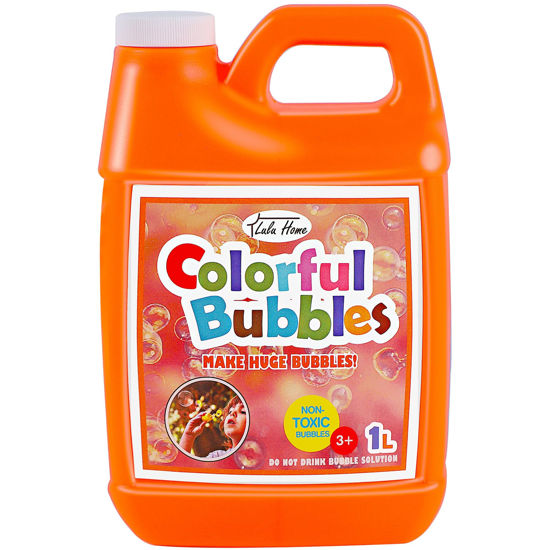 Picture of Lulu Home Bubble Concentrated Solution, 1 L/ 33.8 OZ Bubble Refill Solution for Kids Bubble Machine, Giant Bubble Wand, Bubble Blower Toys, Halloween Party Favors (Orange)