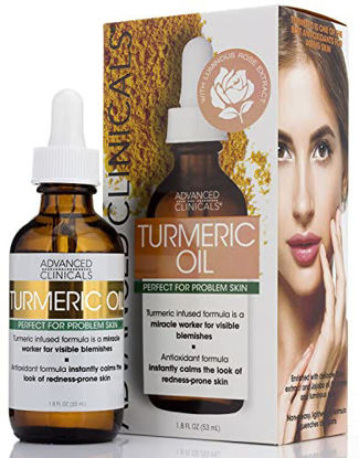 Picture of Advanced Clinicals Turmeric Oil Facial Skin Care Serum For Face. Antioxidant Moisturizer Skincare Serum Formula W/Rose Extract & Jojoba Oil For Dry Skin, Redness, & Skin Blemishes, 1.8 Fl Oz