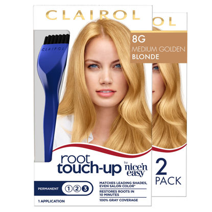 Picture of Clairol Root Touch-Up by Nice'n Easy Permanent Hair Dye, 8G Medium Golden Blonde Hair Color, Pack of 2