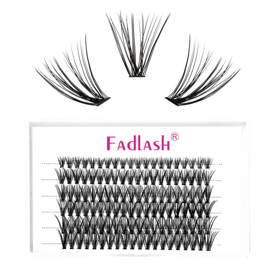 Picture of Cluster Lashes 30D DIY Eyelash Extension D Curl Individual Lashes Cluster Faux Mink Black 120pcs Eyelash Clusters Premade Fans Volume Lashes Makeup (30D-0.07-D, 12mm)