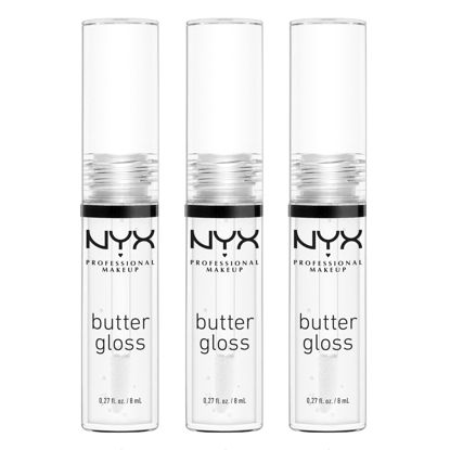 Picture of NYX PROFESSIONAL MAKEUP Butter Gloss, Non-Sticky Lip Gloss - Sugar Glass (Clear), Pack Of 3