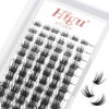 Picture of Lash Clusters DIY Eyelash Extensions 72 Pcs Cluster Eyelash Extensions 8-16mm Cluster Lashes D Curl Lash Clusters Thin Stem Eyelash Clusters Reusable Makeup for Self-application (Fluffy D 8-16mm)