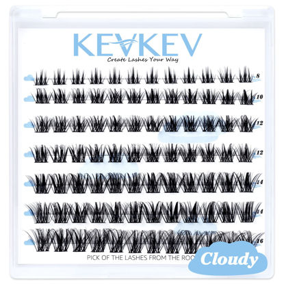 Picture of Lash Clusters 84 Pcs Cluster Lashes Eyelash Clusters DIY Cluster Eyelash Extensions Individual Lashes Thin Band & Soft(Cloudy,C-8-16mix)