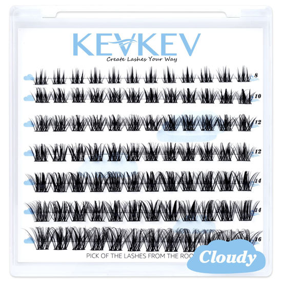 Picture of Lash Clusters 84 Pcs Cluster Lashes Eyelash Clusters DIY Cluster Eyelash Extensions Individual Lashes Thin Band & Soft(Cloudy,C-8-16mix)