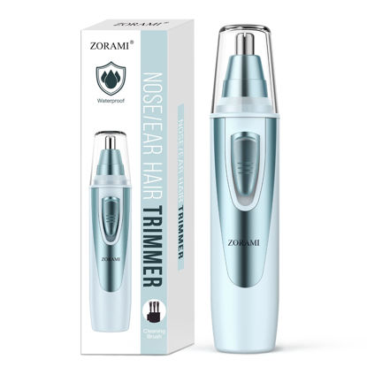 Picture of Ear and Nose Hair Trimmer Clipper - 2022 Professional Painless Eyebrow & Facial Hair Trimmer for Men Women, Battery-Operated Trimmer with IPX7 Waterproof, Dual Edge Blades for Easy Cleansing Blue