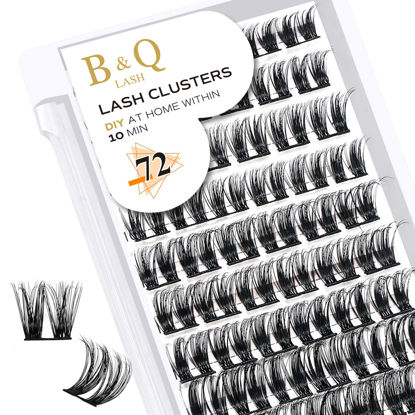 Picture of Lash Clusters B12 Mixed Tray DIY Eyelash Extensions 72 Clusters Lashes B&Q LASH Eyelash Clusters Eyelash Extensions Volume Wispy Individual Lash Clusters at Home Lash Extensions (B12,D-8-16MIX)