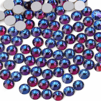 Picture of Beadsland 2880pcs Flat Back Crystal Rhinestones Round Gems for Nail Art and Craft Glue Fix,Blue Volcano,SS4,1.5-1.7mm